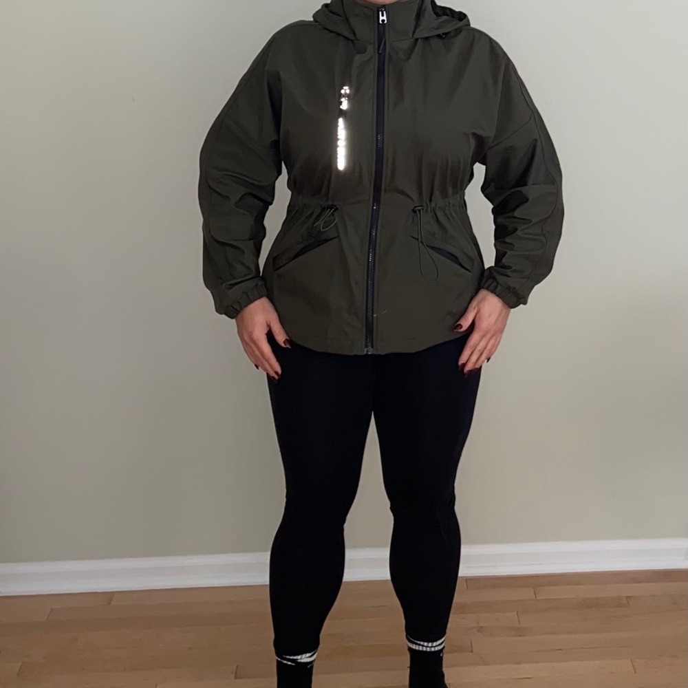Lucky Brand Olive Green Peplum Rain Coat
